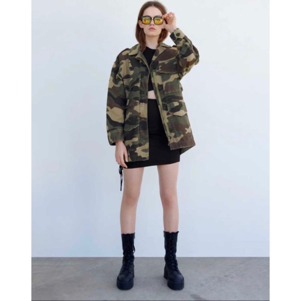 Zara double layer camo jacket NWT